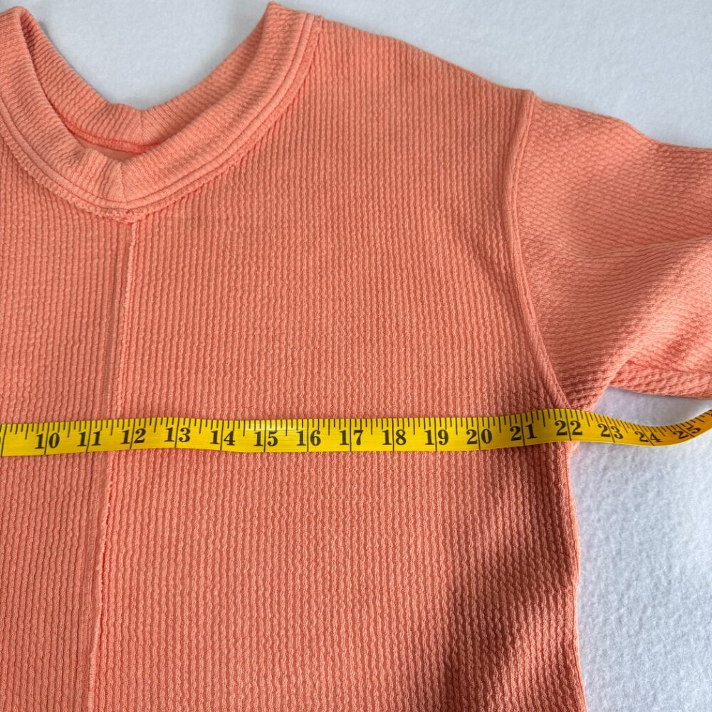 AERIE Wonder Textured V-Neck Sweatshirt in Peach - Picture 8 of 9